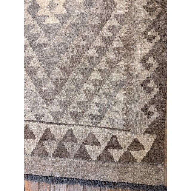 1930s 1930s Beige Ground Diamond Antique Turkish Village Kilim Woven Wool Rug For Sale - Image 5 of 6