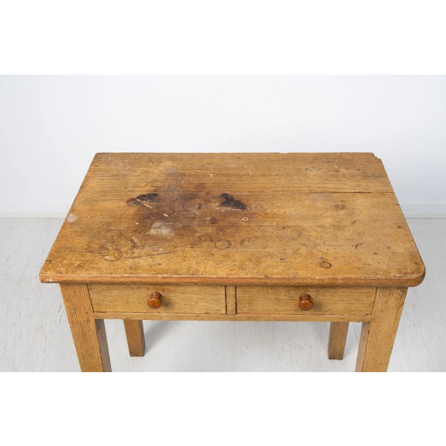 Wood 19th Century Simple Swedish Faux Paint Side Table For Sale - Image 7 of 10