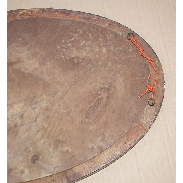 Antique Victorian Oval Hand-Carved Flamed Hardwood Framed Mirror For Sale - Image 10 of 11