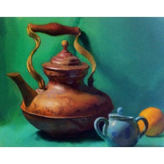 ContemporaryTurquoise Teapot Painting For Sale