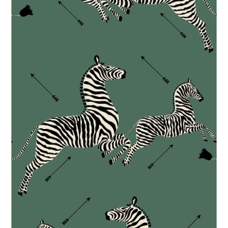 The House of Scalamandré Zebras Wallcovering, Serengeti Green For Sale