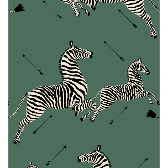 The House of Scalamandré Zebras Wallcovering, Serengeti Green For Sale