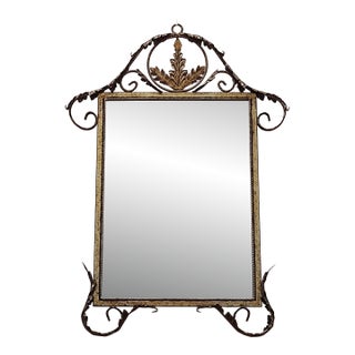 Regency Style Gold Finished Metal Framed Mirror For Sale