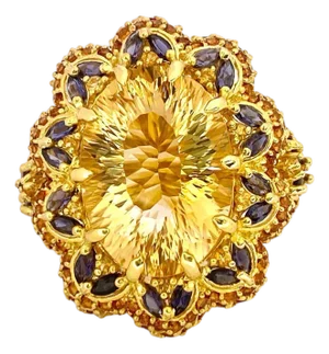 Bochic "Orient" Vintage Yellow Sapphire, Citrine & Sapphire Set 18K Gold & Silver