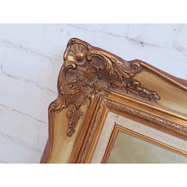 Vintage Woodland Lake Oil Painting on Canvas, Gold Frame, Signed, 1980s, Large For Sale - Image 16 of 18