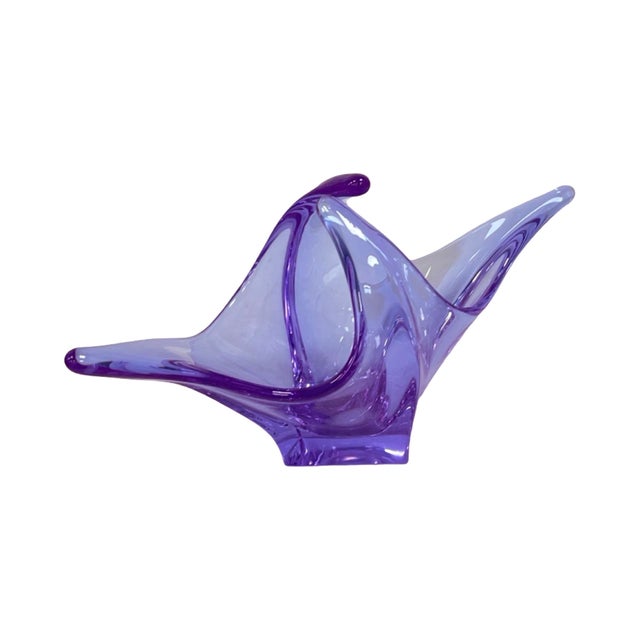 Bowl, Basket, Neodymium Glass, Zelezný Brod Zbs, Designed by M. Klinger, Czechoslovakia, 1980s. For Sale - Image 9 of 11