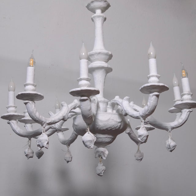 Handcrafted 10-Arm Chandelier in Coated Glass For Sale - Image 16 of 18