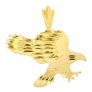 Flying Eagle with Diamond Cuts and Matte Satin Finish 14k Yellow Gold
