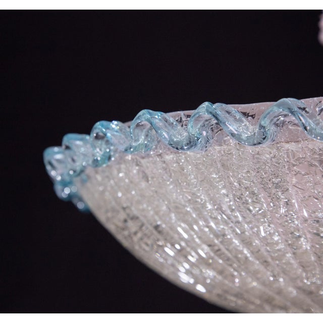 Italian Italian Blue Glass Ceiling Fixture by Barovier & Toso, Murano, 1960 For Sale - Image 3 of 12