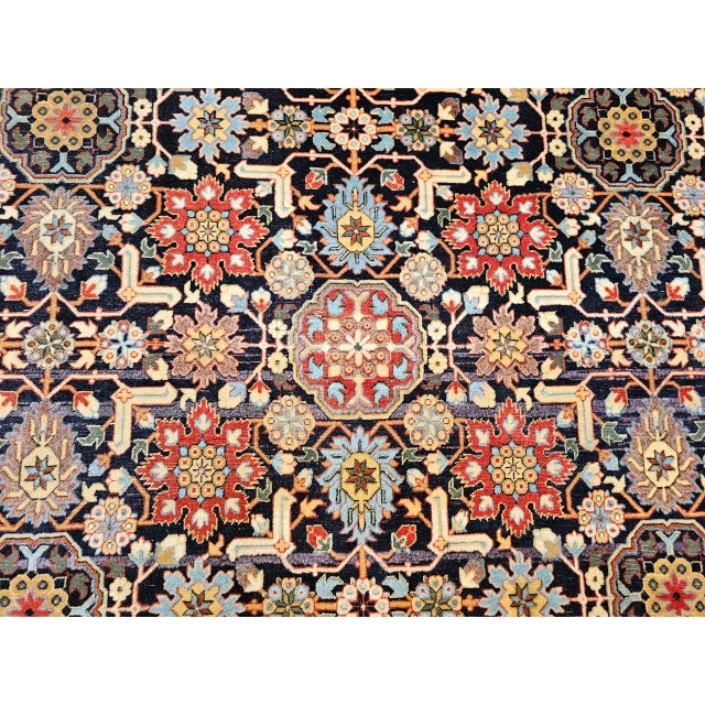 Vintage Persian Tabriz Afshan Rug, Hand-Knotted Wool, Allover Geometric Caucasian Kuba Pattern, Navy & Red, 5x9 For Sale - Image 14 of 18