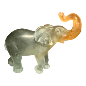 Daum France Pâte De Verre Frosted Glass Elephant Sculpture