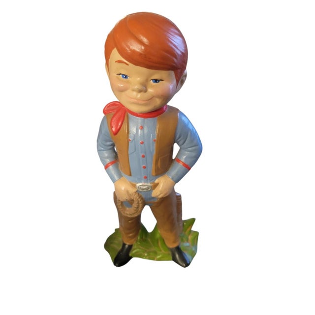 Sheffield 1970's Vintage Ceramic Horse Cowboy Whimsical Child Figurine Statues- A Pair For Sale - Image 4 of 10