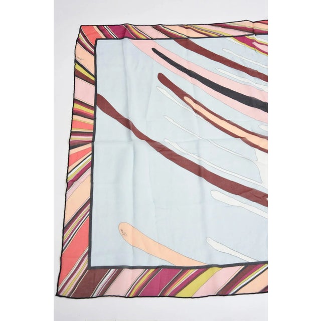 Vintage Emilio Pucci Oblong Silk Scarf Magenta, Pink, Chartreuse, Brown, Black, Coral For Sale In Miami - Image 6 of 9