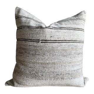 Vintage Rug Pillow Cover With Stripes For Sale