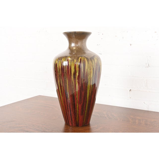 Mid-Century Modern Modern Drip Glazed Large Ceramic Urn Form Vase For Sale - Image 3 of 11