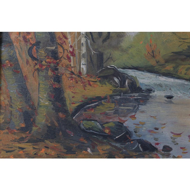 Mid-Century Autumn Landscape Original Oil Painting Signed Kenneth Askin For Sale - Image 12 of 16