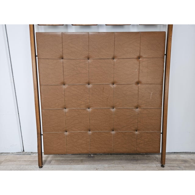 Wooden Wall Coat in Skai with Brass Hangers, 1950s For Sale - Image 9 of 11