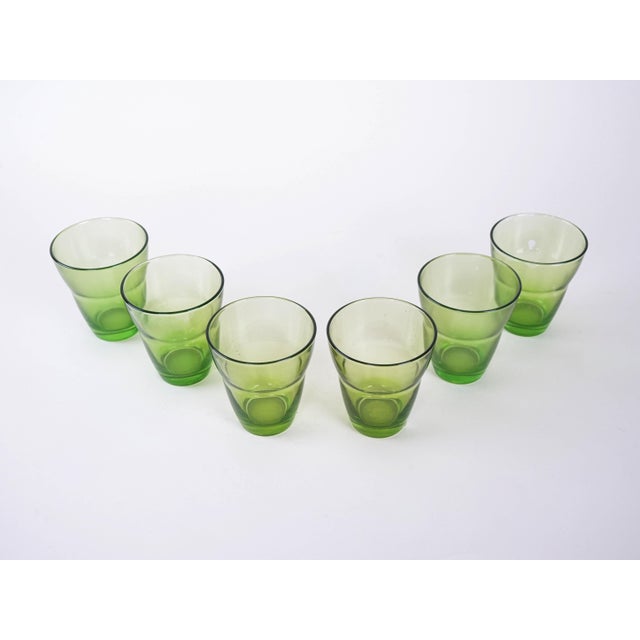 Vintage Italian Green Glasses, 1980s, Set of 6 For Sale - Image 4 of 8