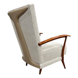 Armchair in Caviuna wood, Leather and Bouclé, Giuseppe Scapinelli, 1950s - Lot 210A For Sale