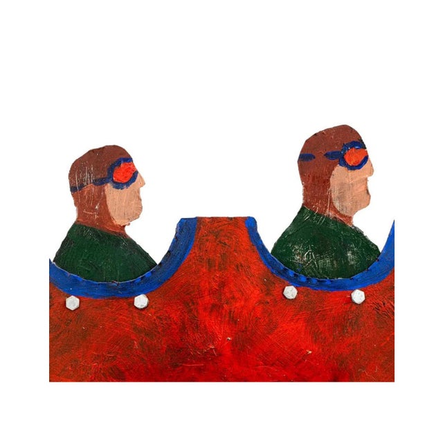 Seymour Chwast (American, b. 1931) Three Pilots Ready for Take Off Mixed Media Painted Sculpture Hand-painted metal,...