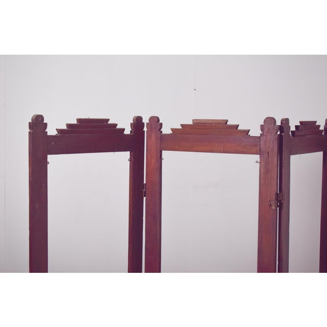 This Portuguese Art Deco folding screen frame, crafted in wood, showcases the elegance and geometry characteristic of the...