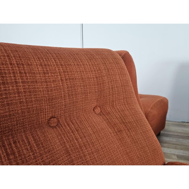 Wood Italian Space Age Modular Chairs in Fabric with Wooden Legs, 1970, Set of 4 For Sale - Image 7 of 12