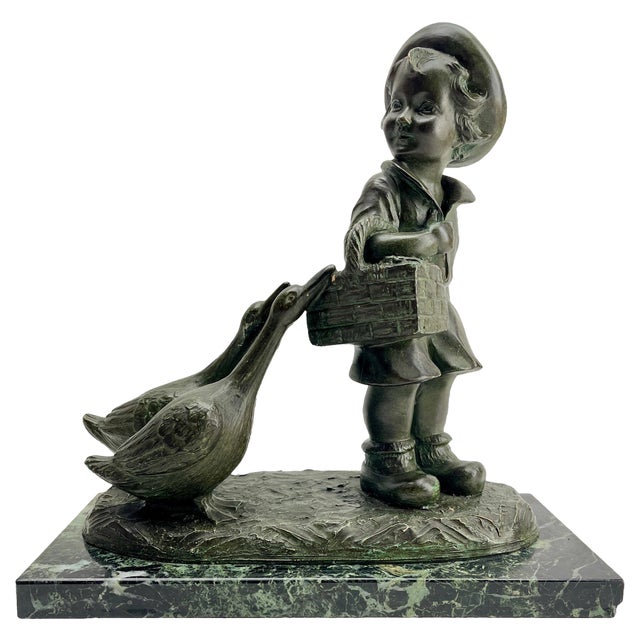 Art Deco Spelter Sculpture by Prof. R. Volpi, Belgium, 1920 For Sale