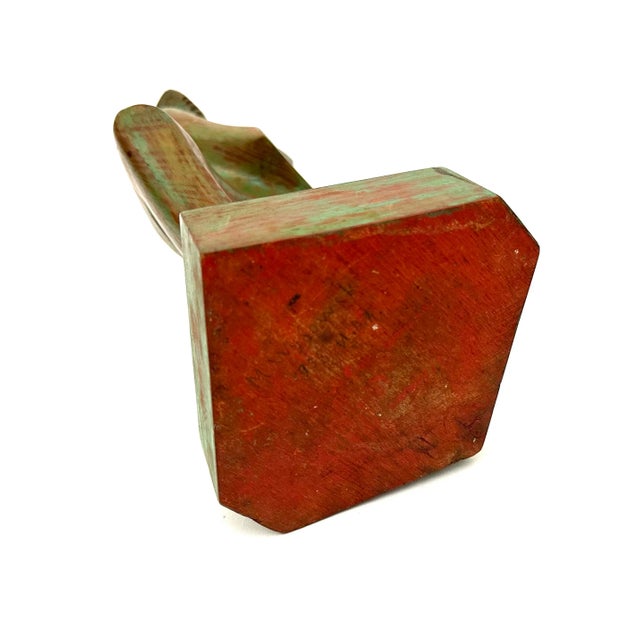 Wood Mid-Century Modern 1950s Figural Sculpture Signed For Sale - Image 7 of 7