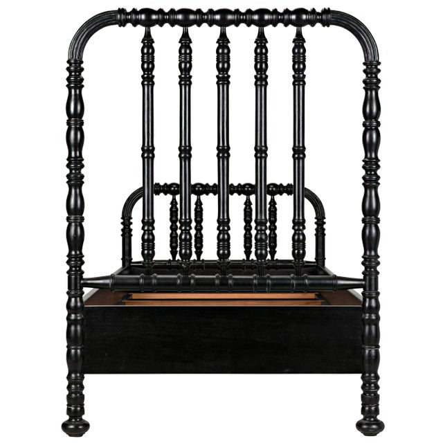 Wood NOIR Bachelor Bed, Twin, Hand Rubbed Black For Sale - Image 7 of 10