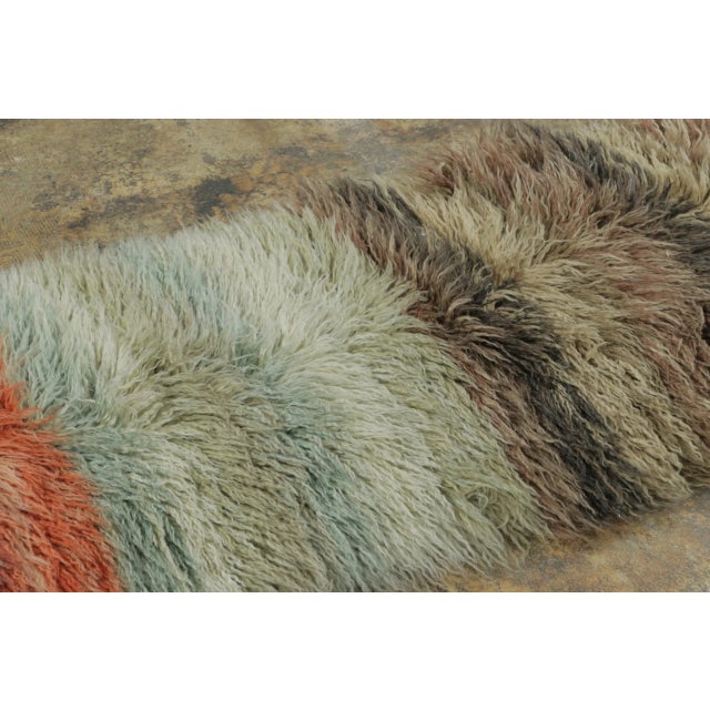 Rug & Kilim’s Modern Extra-Long Shag Runner, Polychromatic Geometric Stripes For Sale - Image 4 of 6