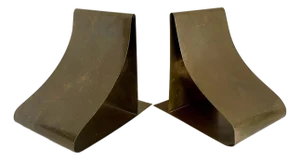 Mid-Century Modernist Sculptural Solid Brass Bookends Attributed to Sarried