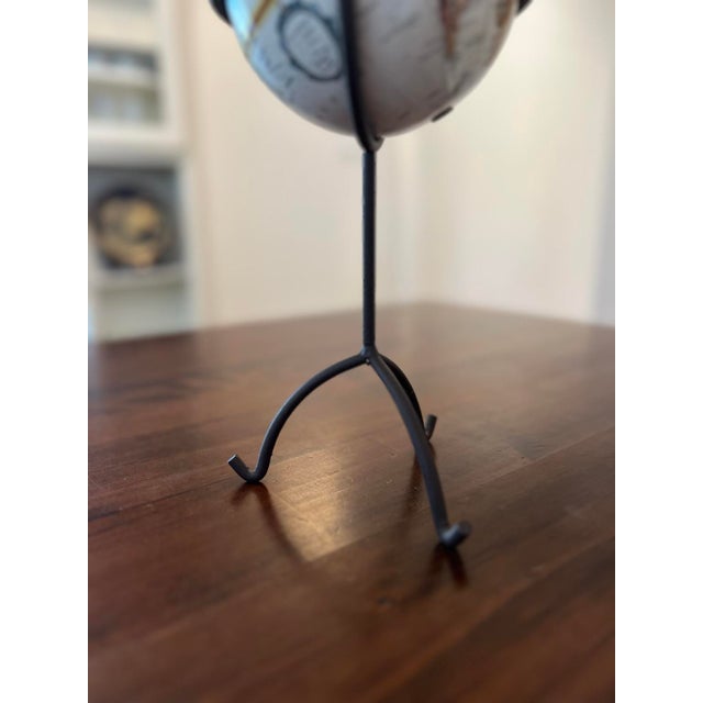 Vintage World Globe on Iron Tripod Stand For Sale - Image 4 of 6