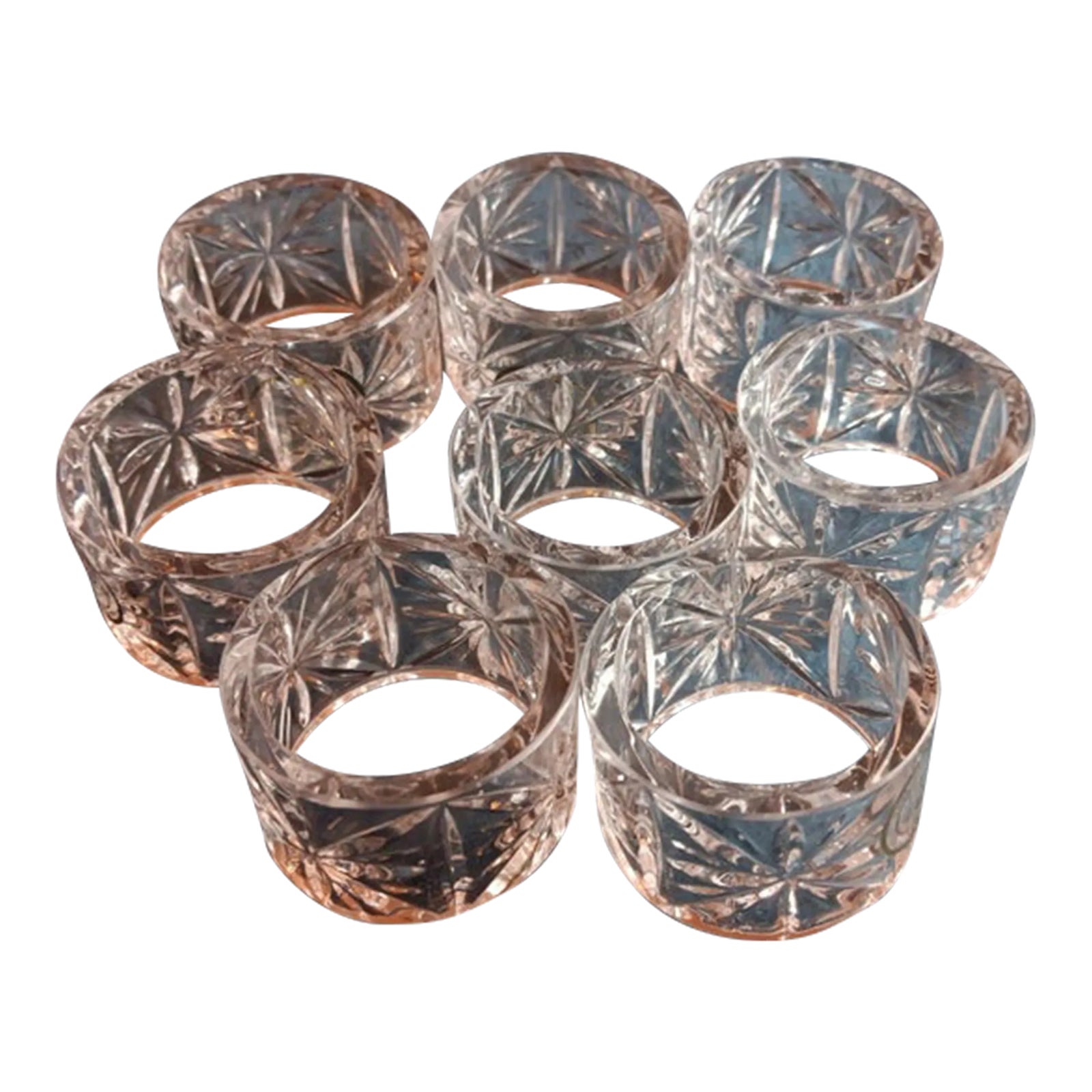 Set of 8 Vintage Crystal Clear Cut Essex Napkin Rings Chairish