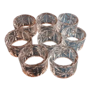 Set of 8 Vintage Crystal Clear Cut Essex Napkin Rings