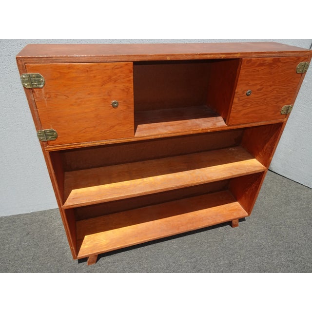 Vintage Mid Century Handmade Brown Bookcase For Sale - Image 4 of 12
