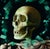 Emerald Shadow #1 by Kevin A. Moore | Oil on panel Skeleton against a green background. For Sale