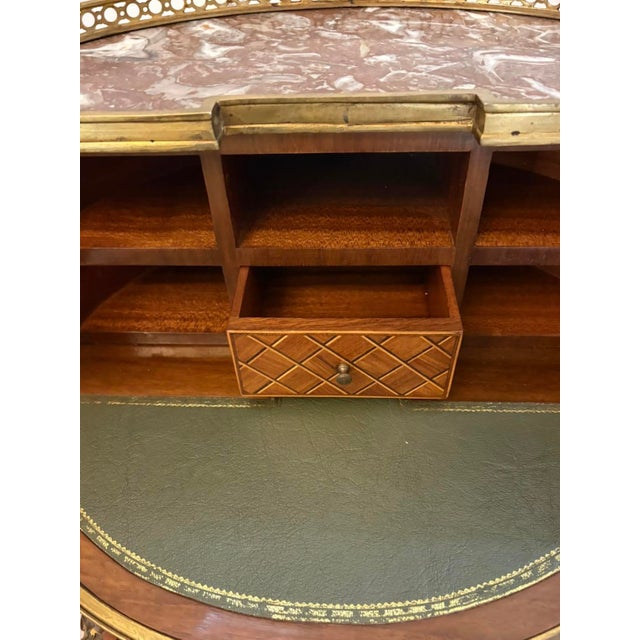 Antique French Kingwood Parquetry Freestanding Ormolu Ladys Writing Desk Bonheur Du Jour, 1880 For Sale - Image 15 of 16