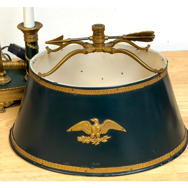 French Empire-Style Bouillotte Lamp with Napoleonic Eagle Motif, circa 1925 For Sale In West Palm - Image 6 of 16