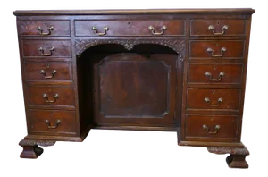 Large Victorian Walnut Knee Hole Desk