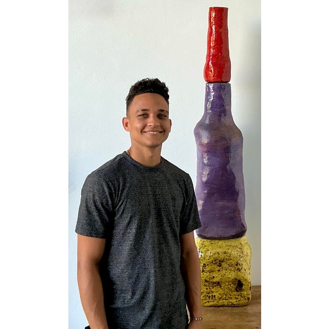 Vintage Boho Original Stacked Glazed Ceramic Totem Sculpture For Sale - Image 11 of 12