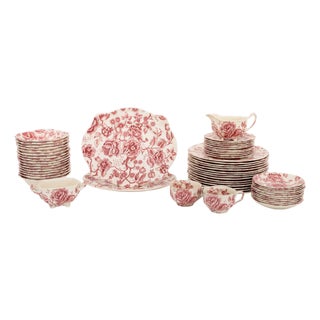 English Johnson Bros "English Chippendale" Ironstone Partial Dinnerware, 58 For Sale