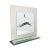 A stunning postmodern smoked glass and mirror table or mantle clock. Triangular mirrored base with beveled edges and a...