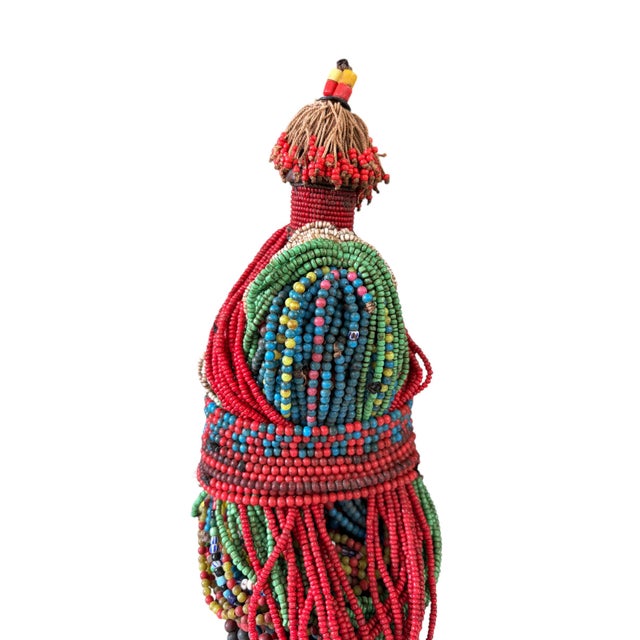 Vintage African Beaded Namji Fertility Doll Cameroon 11" H W/Stand For Sale In New York - Image 6 of 9