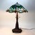 Late 20th Century Tiffany Style Stained Leaded Glass Table Lamp With Jewels For Sale - Image 10 of 12