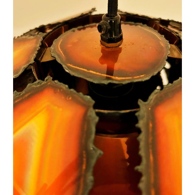 Slice / Flame Cut Copper Pendant Lamp by Svend Aage Holm Sørensen, Denmark, 1960s For Sale - Image 3 of 5