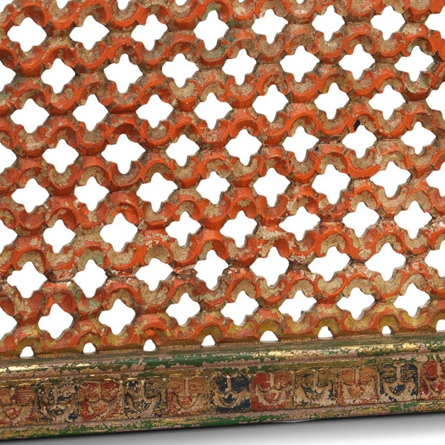 Vintage Painted Jali Panel with Peacock Motif, 1970s For Sale - Image 3 of 5