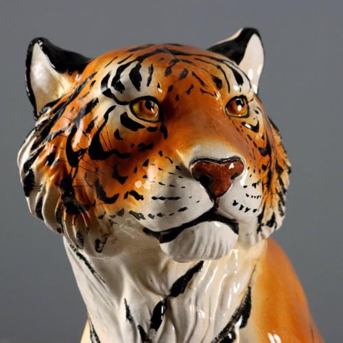 Italian Tiger Sculpture in Ceramic For Sale - Image 3 of 8