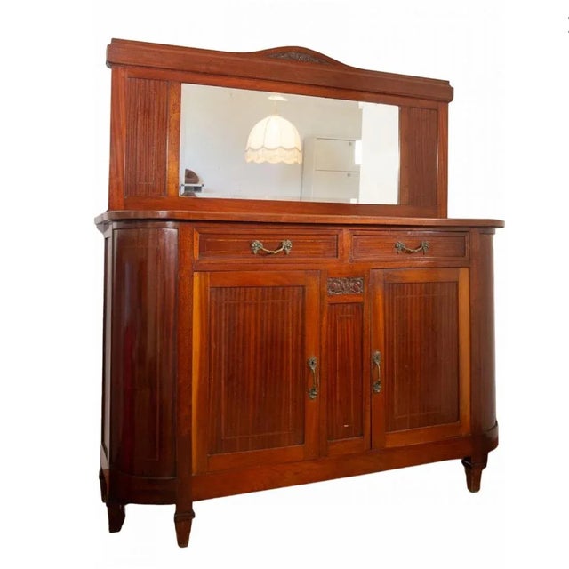 Liberty Sideboard in Oak Veneered Walnut with Mirror, 1930s For Sale - Image 11 of 11