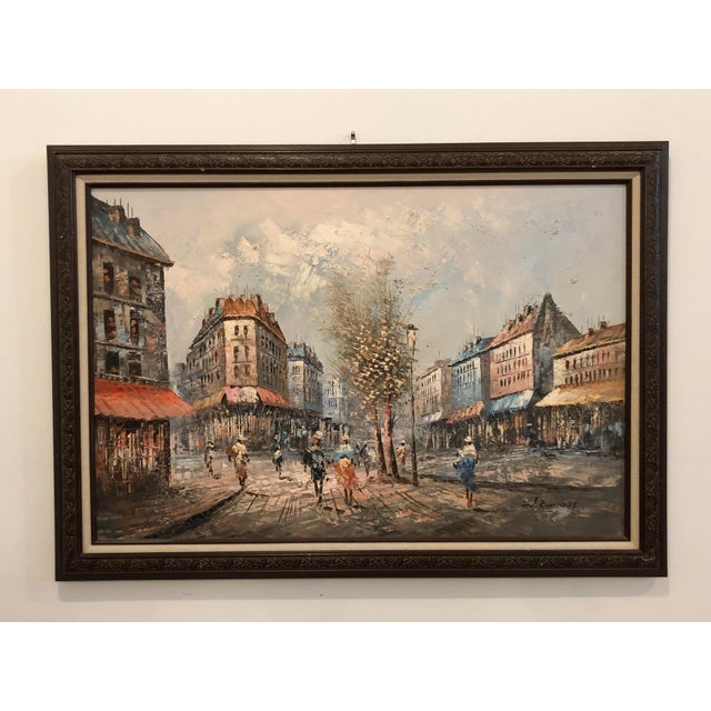 Vintage Mid Century Caroline Bennett Paris Cityscape Scene Oil