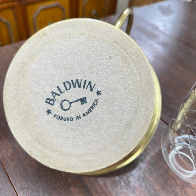 Large Balwin Brass Candle Holder W/ Hurricane Glass For Sale - Image 4 of 18